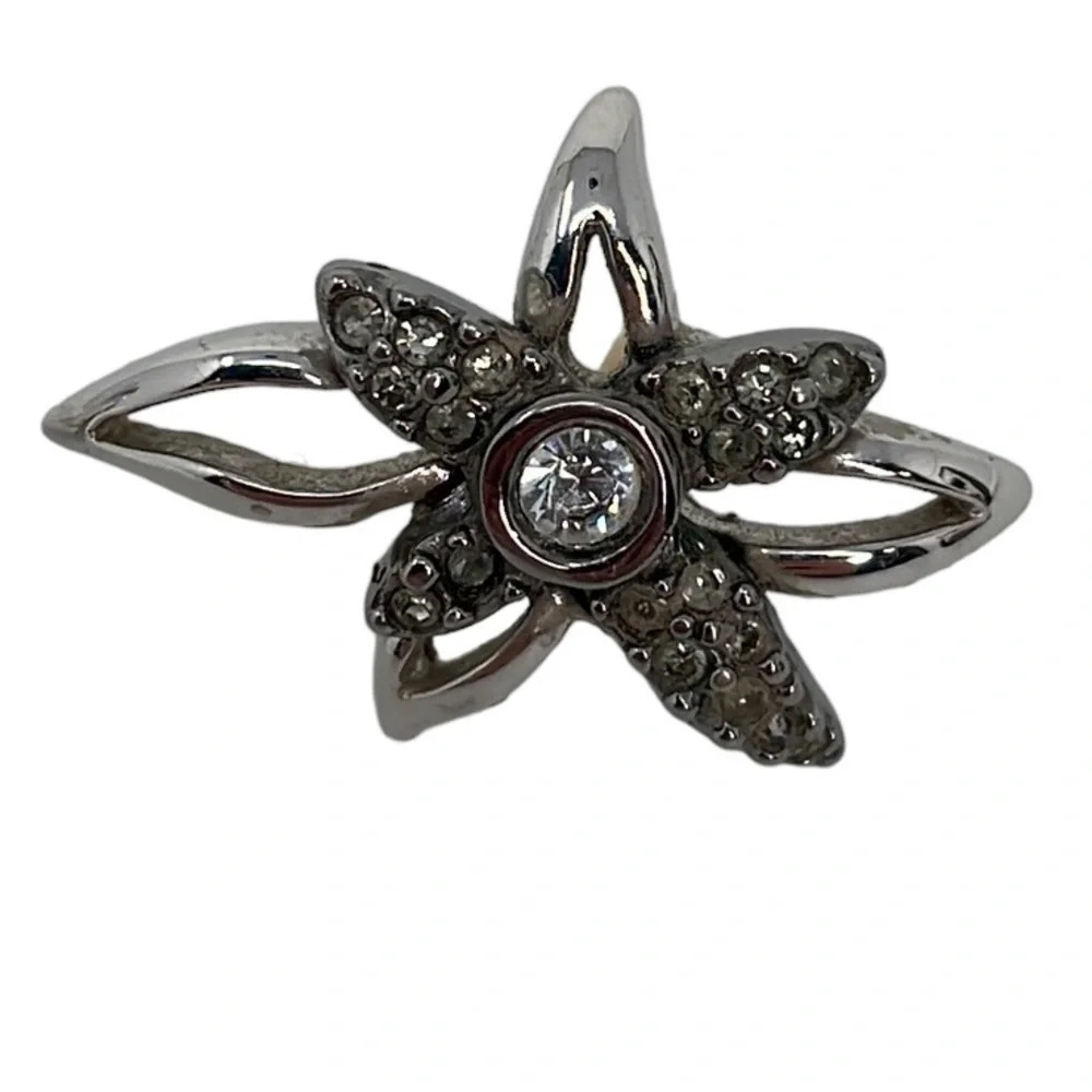 Swarovski Earrings Silver Floral Rhinestones Crystals